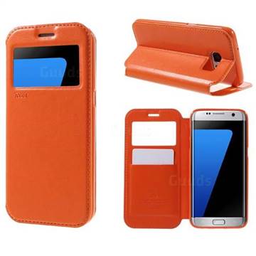 Roar Korea Noble View Leather Flip Cover for Samsung Galaxy S7 Edge G935 - Orange