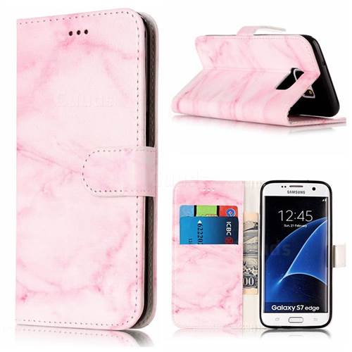 Pink Marble PU Leather Wallet Case for Samsung Galaxy S7 Edge G935