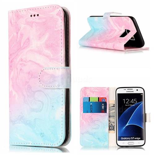 Pink Green Marble PU Leather Wallet Case for Samsung Galaxy S7 Edge G935