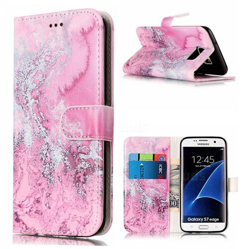 Pink Seawater PU Leather Wallet Case for Samsung Galaxy S7 Edge G935