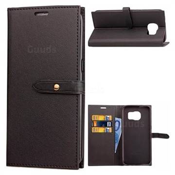 Luxury Fashion Korean PU Leather Wallet Case for Samsung Galaxy S7 Edge s7edge - Black
