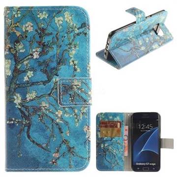 Apricot Tree PU Leather Wallet Case for Samsung Galaxy S7 Edge s7edge