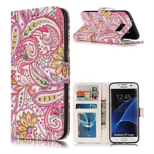 Pepper Flowers 3D Relief Oil PU Leather Wallet Case for Samsung Galaxy S7 Edge s7edge