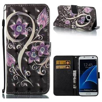 Peacock Flower 3D Painted Leather Wallet Case for Samsung Galaxy S7 Edge s7edge