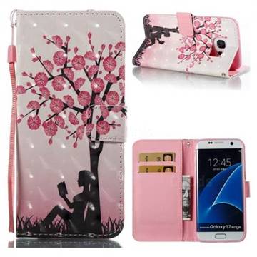 Plum Girl 3D Painted Leather Wallet Case for Samsung Galaxy S7 Edge s7edge