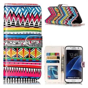 Tribal Pattern 3D Relief Oil PU Leather Wallet Case for Samsung Galaxy S7 Edge s7edge