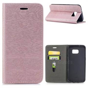 Tree Bark Pattern Automatic suction Leather Wallet Case for Samsung Galaxy S7 Edge s7edge - Rose Gold