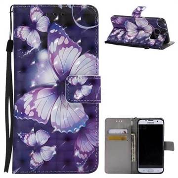 Violet butterfly 3D Painted Leather Wallet Case for Samsung Galaxy S7 Edge s7edge