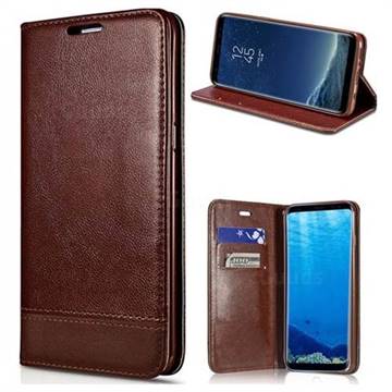 Magnetic Suck Stitching Slim Leather Wallet Case for Samsung Galaxy S7 Edge s7edge - Brown