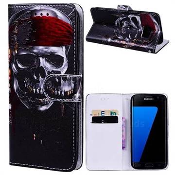 Skull Head 3D Relief Oil PU Leather Wallet Case for Samsung Galaxy S7 Edge s7edge