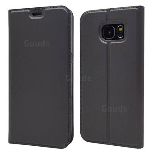 Ultra Slim Card Magnetic Automatic Suction Leather Wallet Case for Samsung Galaxy S7 Edge s7edge - Star Grey