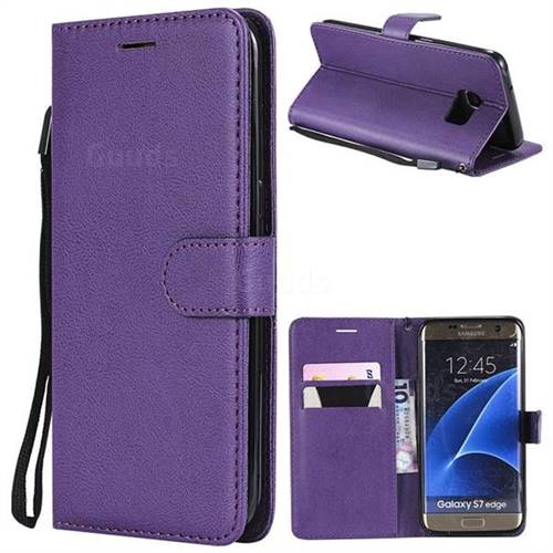 Retro Greek Classic Smooth PU Leather Wallet Phone Case for Samsung Galaxy S7 Edge s7edge - Purple