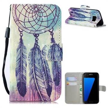Feather Wind Chimes 3D Painted Leather Wallet Phone Case for Samsung Galaxy S7 Edge s7edge