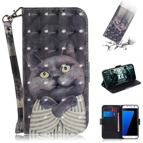 Cat Embrace 3D Painted Leather Wallet Phone Case for Samsung Galaxy S7 Edge s7edge