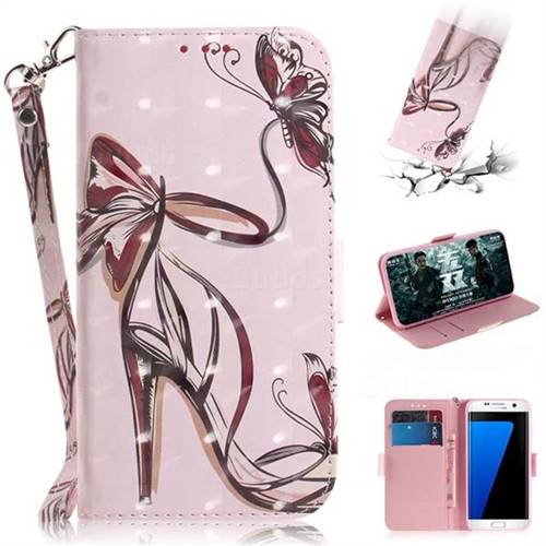 Butterfly High Heels 3D Painted Leather Wallet Phone Case for Samsung Galaxy S7 Edge s7edge