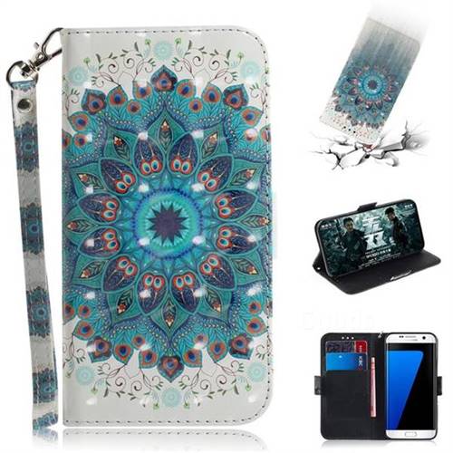 Peacock Mandala 3D Painted Leather Wallet Phone Case for Samsung Galaxy S7 Edge s7edge