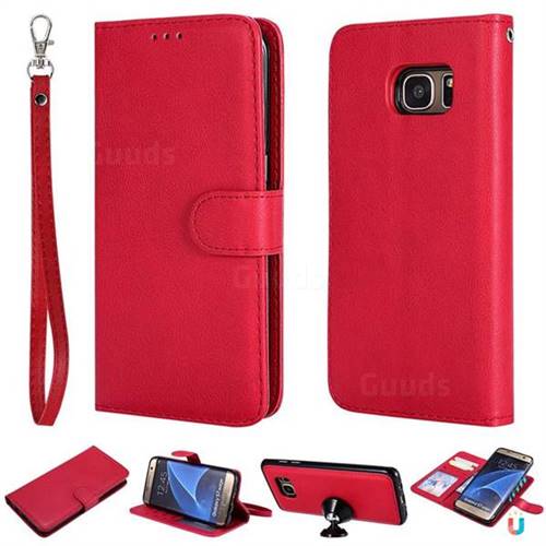 Retro Greek Detachable Magnetic PU Leather Wallet Phone Case for Samsung Galaxy S7 Edge s7edge - Red