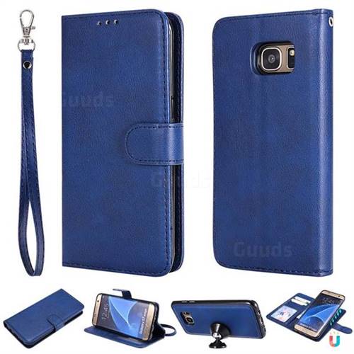 Retro Greek Detachable Magnetic PU Leather Wallet Phone Case for Samsung Galaxy S7 Edge s7edge - Blue