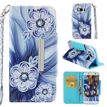 Button Flower Big Metal Buckle PU Leather Wallet Phone Case for Samsung Galaxy S7 Edge s7edge