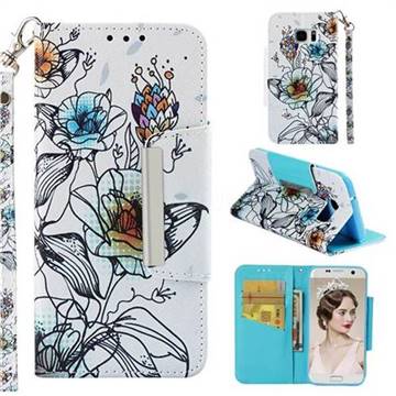Fotus Flower Big Metal Buckle PU Leather Wallet Phone Case for Samsung Galaxy S7 Edge s7edge