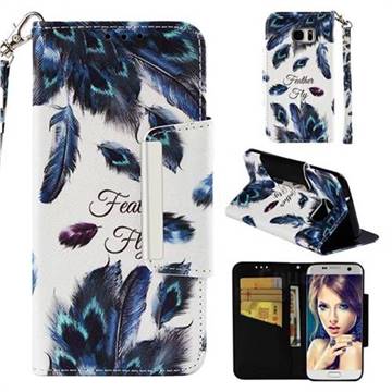 Peacock Feather Big Metal Buckle PU Leather Wallet Phone Case for Samsung Galaxy S7 Edge s7edge