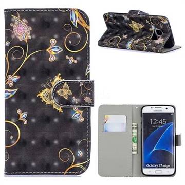 Black Butterfly 3D Painted Leather Phone Wallet Case for Samsung Galaxy S7 Edge s7edge
