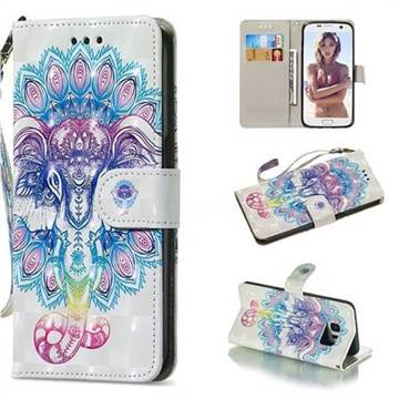 Colorful Elephant 3D Painted Leather Wallet Phone Case for Samsung Galaxy S7 Edge s7edge