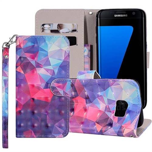 Colored Diamond 3D Painted Leather Phone Wallet Case Cover for Samsung Galaxy S7 Edge s7edge