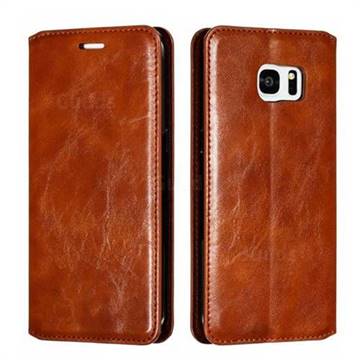 Retro Slim Magnetic Crazy Horse PU Leather Wallet Case for Samsung Galaxy S7 Edge s7edge - Brown