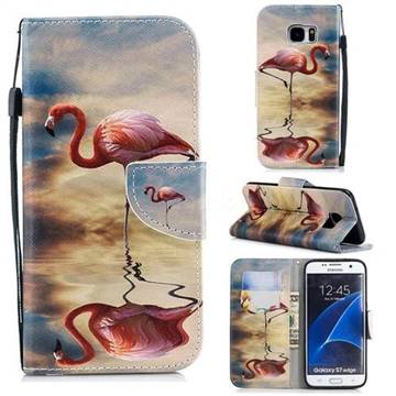 Reflection Flamingo Leather Wallet Case for Samsung Galaxy S7 Edge s7edge