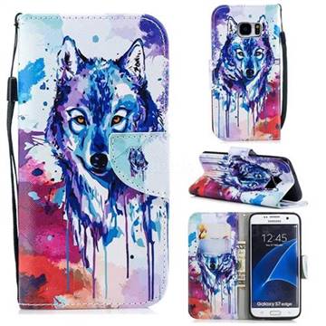 Watercolor Wolf Leather Wallet Case for Samsung Galaxy S7 Edge s7edge
