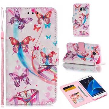 Ribbon Flying Butterfly 3D Painted Leather Phone Wallet Case for Samsung Galaxy S7 Edge s7edge