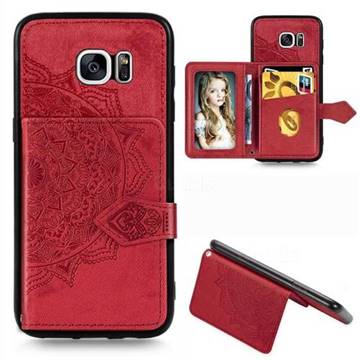 Mandala Flower Cloth Multifunction Stand Card Leather Phone Case for Samsung Galaxy S7 Edge s7edge - Red