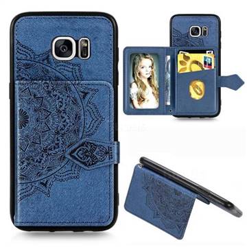 Mandala Flower Cloth Multifunction Stand Card Leather Phone Case for Samsung Galaxy S7 Edge s7edge - Blue