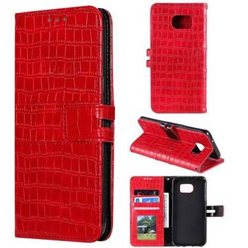 Luxury Crocodile Magnetic Leather Wallet Phone Case for Samsung Galaxy S7 Edge s7edge - Red