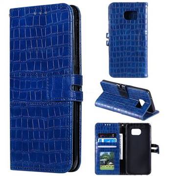 Luxury Crocodile Magnetic Leather Wallet Phone Case for Samsung Galaxy S7 Edge s7edge - Blue