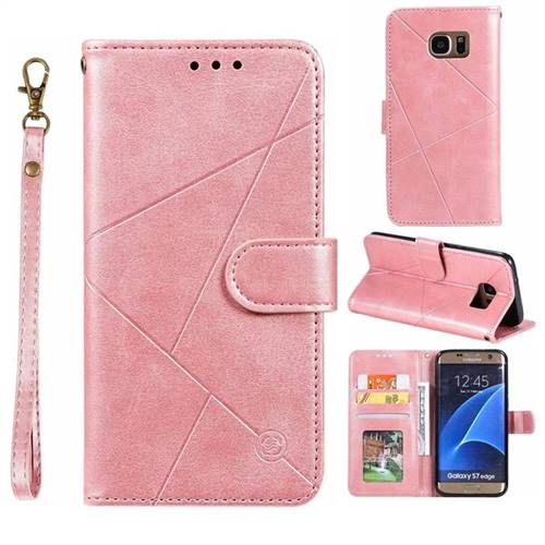 Embossing Geometric Leather Wallet Case for Samsung Galaxy S7 Edge s7edge - Rose Gold