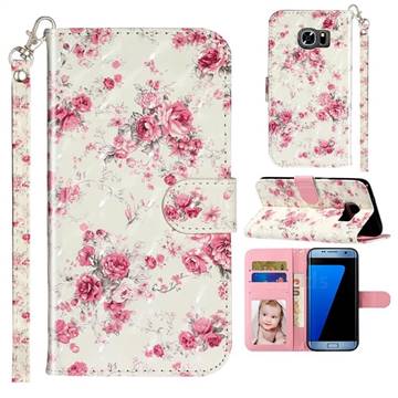 Rambler Rose Flower 3D Leather Phone Holster Wallet Case for Samsung Galaxy S7 Edge s7edge