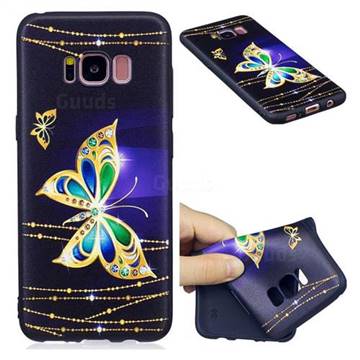 Golden Shining Butterfly 3D Embossed Relief Black Soft Back Cover for Samsung Galaxy S8