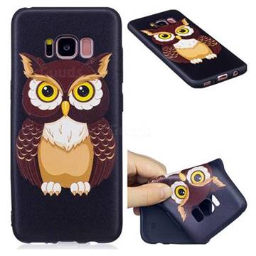 Big Owl 3D Embossed Relief Black Soft Back Cover for Samsung Galaxy S8
