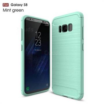 Luxury Carbon Fiber Brushed Wire Drawing Silicone TPU Back Cover for Samsung Galaxy S8 (Mint Green)