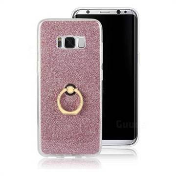 Luxury Soft TPU Glitter Back Ring Cover with 360 Rotate Finger Holder Buckle for Samsung Galaxy S8 - Pink