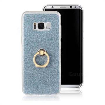 Luxury Soft TPU Glitter Back Ring Cover with 360 Rotate Finger Holder Buckle for Samsung Galaxy S8 - Blue