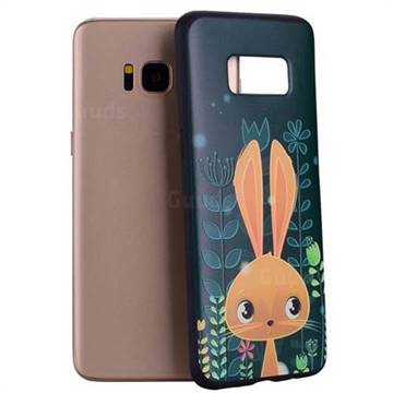 Cute Rabbit 3D Embossed Relief Black Soft Back Cover for Samsung Galaxy S8