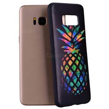 Colorful Pineapple 3D Embossed Relief Black Soft Back Cover for Samsung Galaxy S8