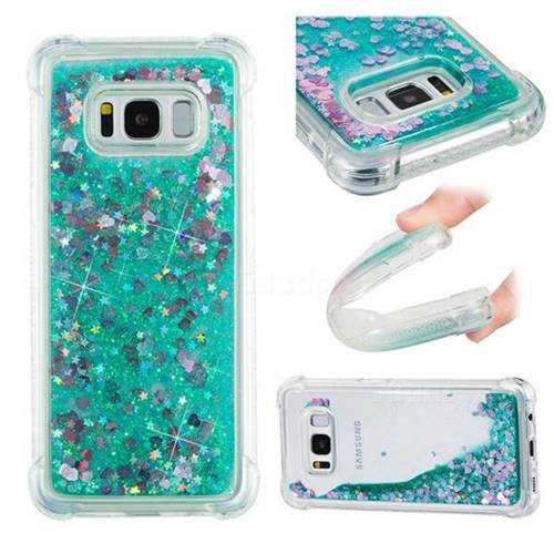 Dynamic Liquid Glitter Sand Quicksand TPU Case for Samsung Galaxy S8 - Green Love Heart