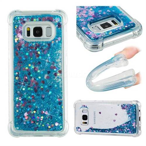 Dynamic Liquid Glitter Sand Quicksand TPU Case for Samsung Galaxy S8 - Blue Love Heart