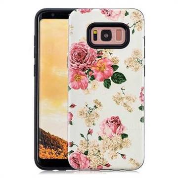Rose Flower Pattern 2 in 1 PC + TPU Glossy Embossed Back Cover for Samsung Galaxy S8