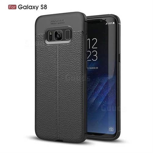 Luxury Auto Focus Litchi Texture Silicone TPU Back Cover for Samsung Galaxy S8 - Black