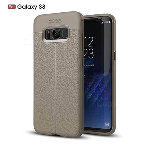 Luxury Auto Focus Litchi Texture Silicone TPU Back Cover for Samsung Galaxy S8 - Gray
